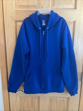 Hanes Royal Blue Full-Zip Hooded Sweatshirt